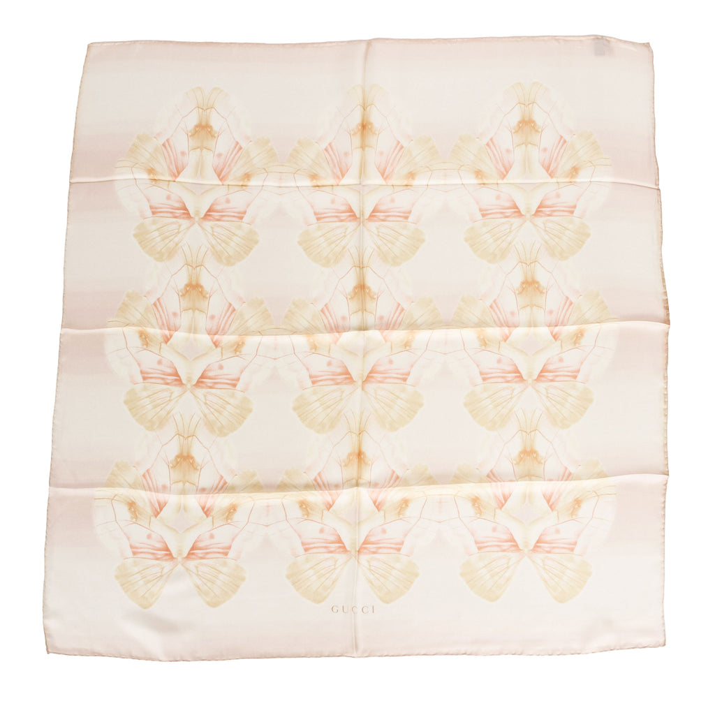 Gucci new peach butterfly silk scarf