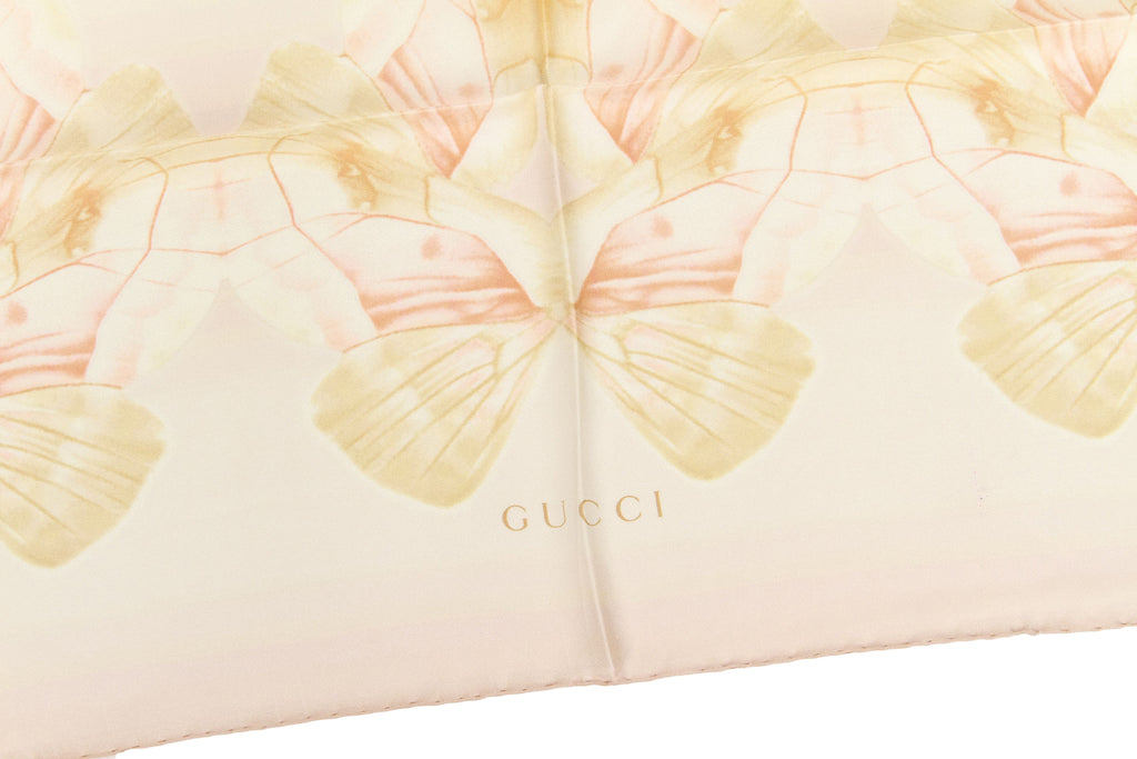 Gucci new peach butterfly silk scarf