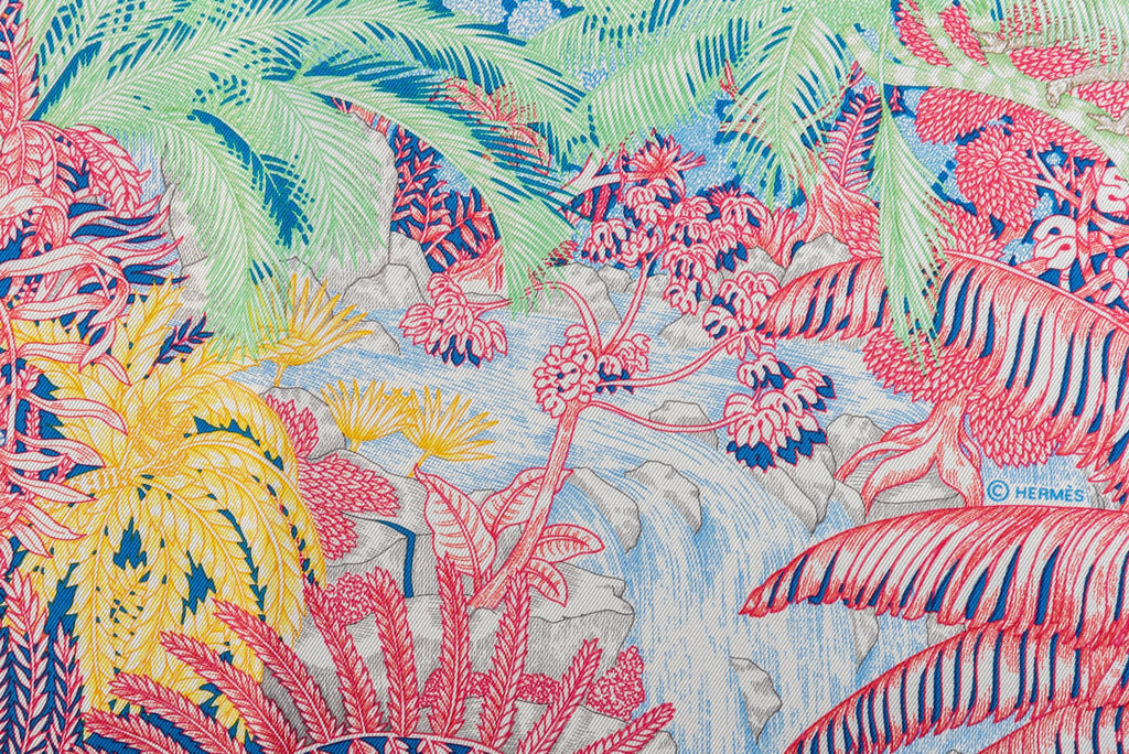 Hermès Tropical Garden Pastel Silk Scarf