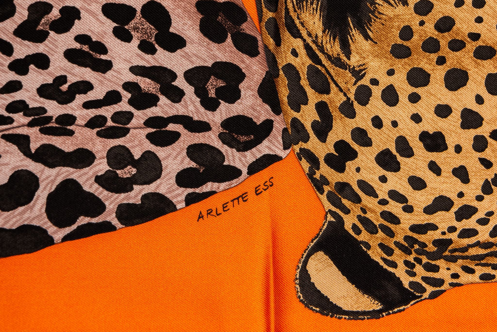 Hermès New Lazy Leopardess Orange Scarf
