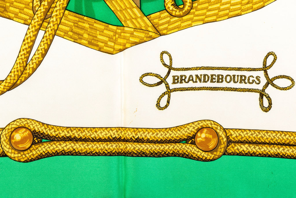 Hermès Brandebourg Green Silk Scarf