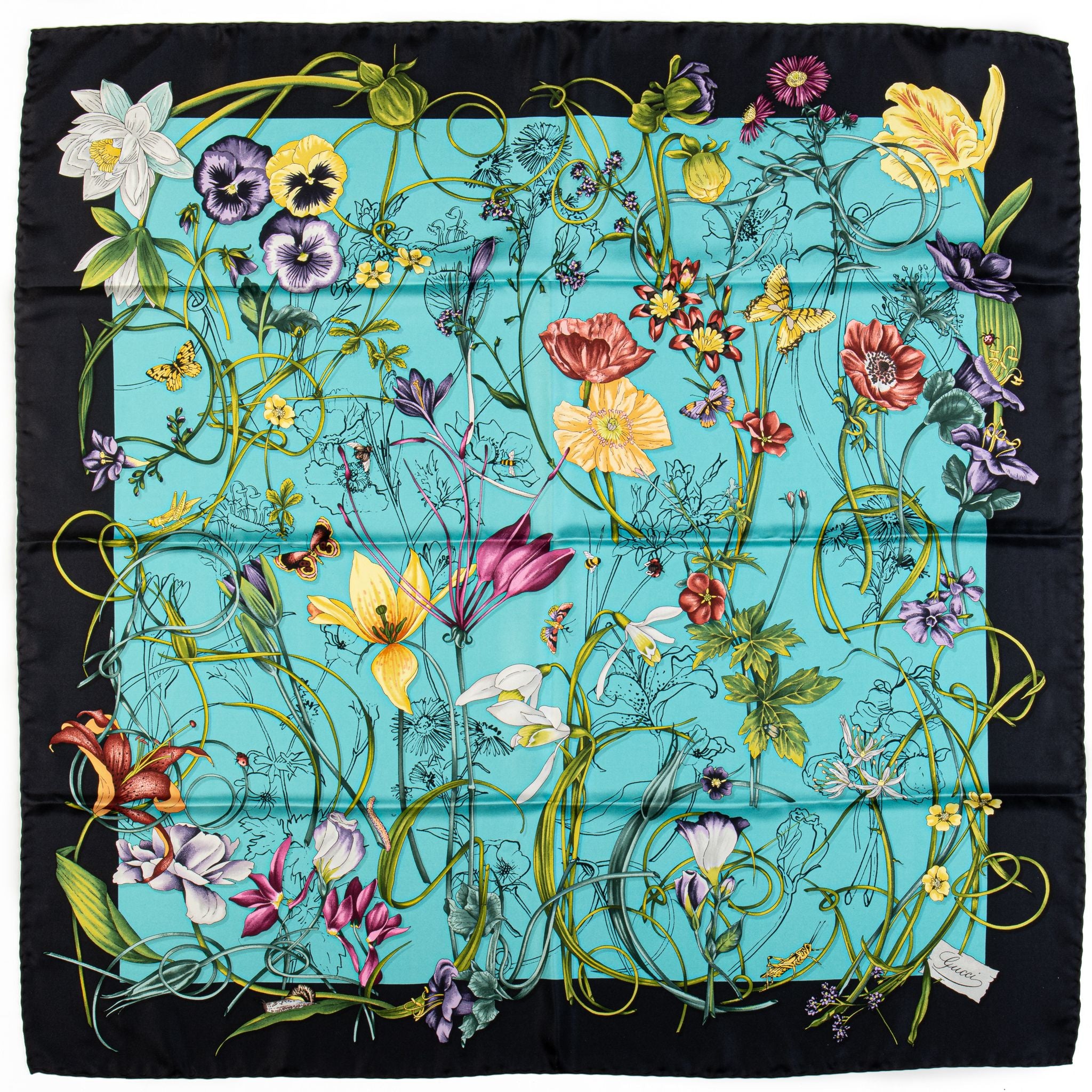 Gucci silk 2025 floral scarf