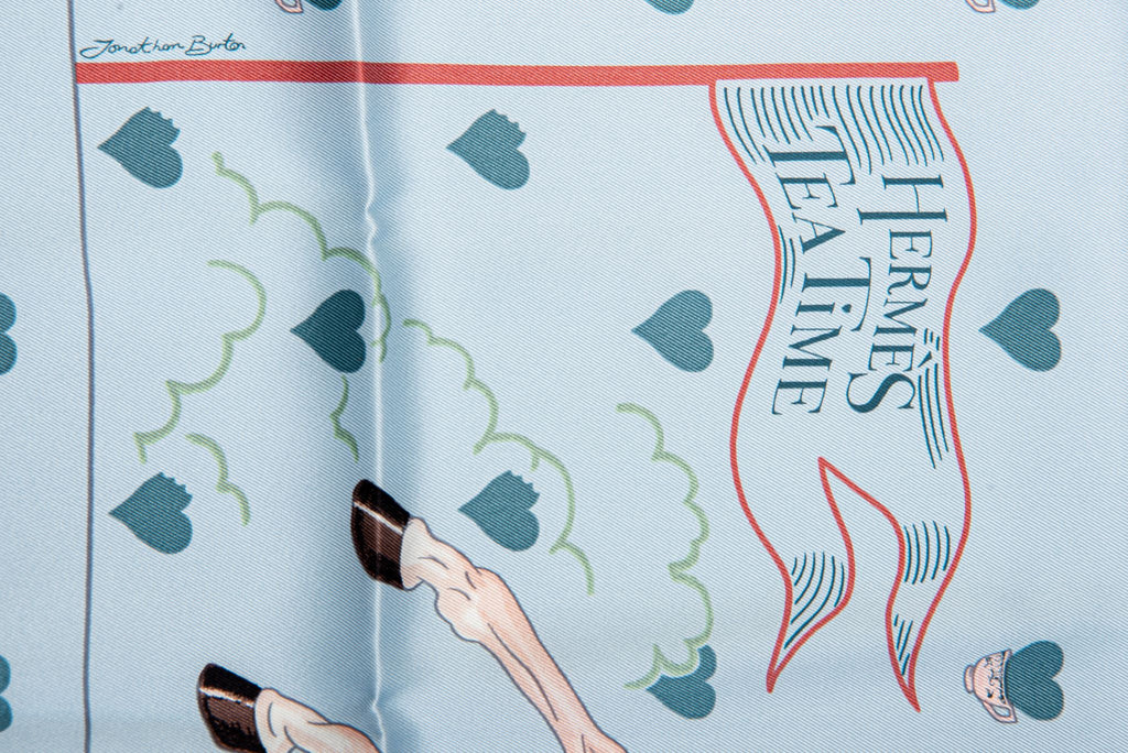 Hermès New Tea Time Celeste Silk Scarf