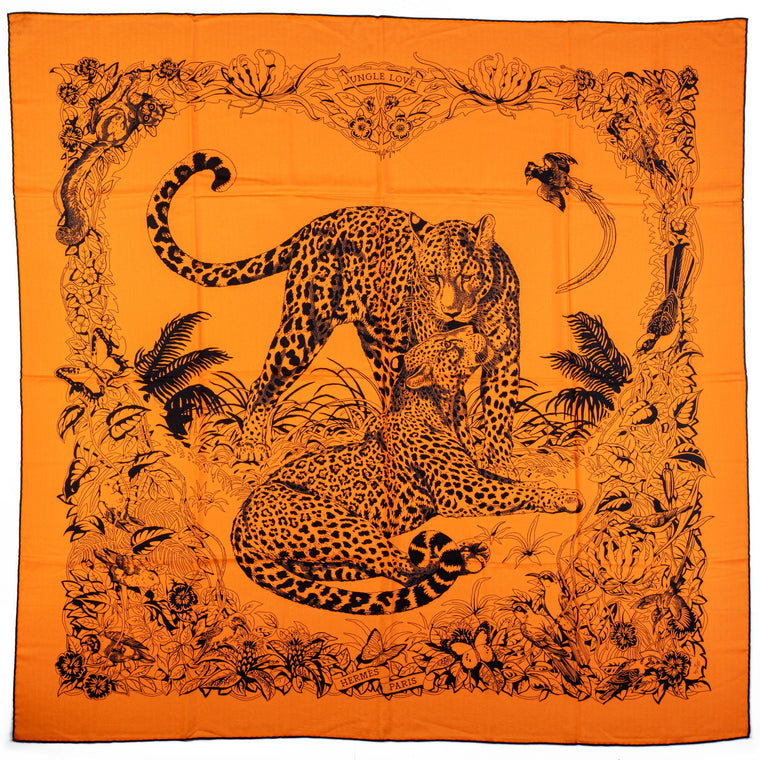 Hermès Orange Jungle Love Cashmere Shawl