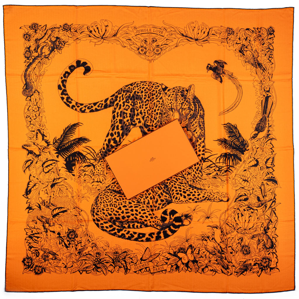 Hermès Orange Jungle Love Cashmere Shawl