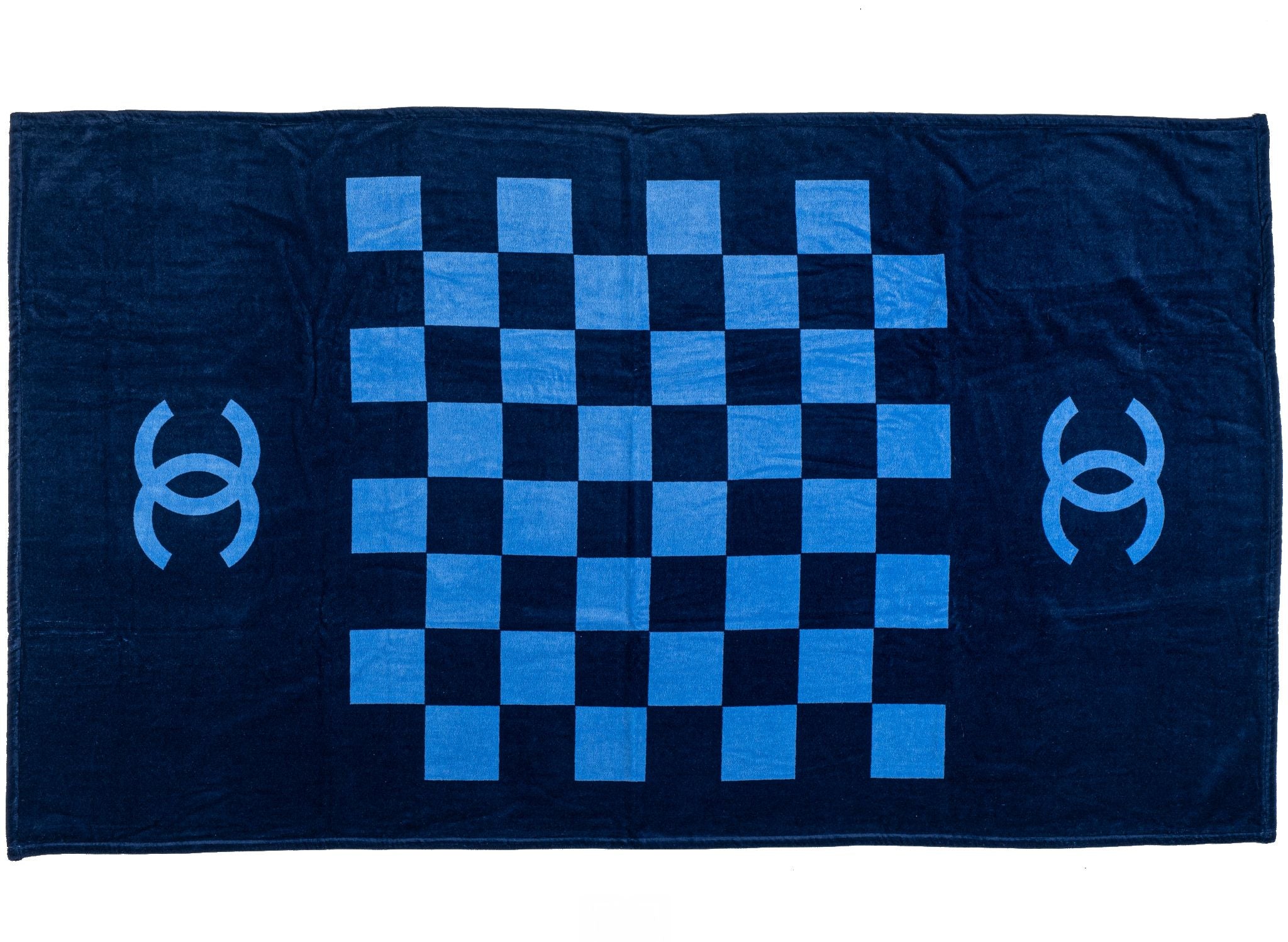 Chanel New Blue Checkers Beach Towel - Vintage Lux