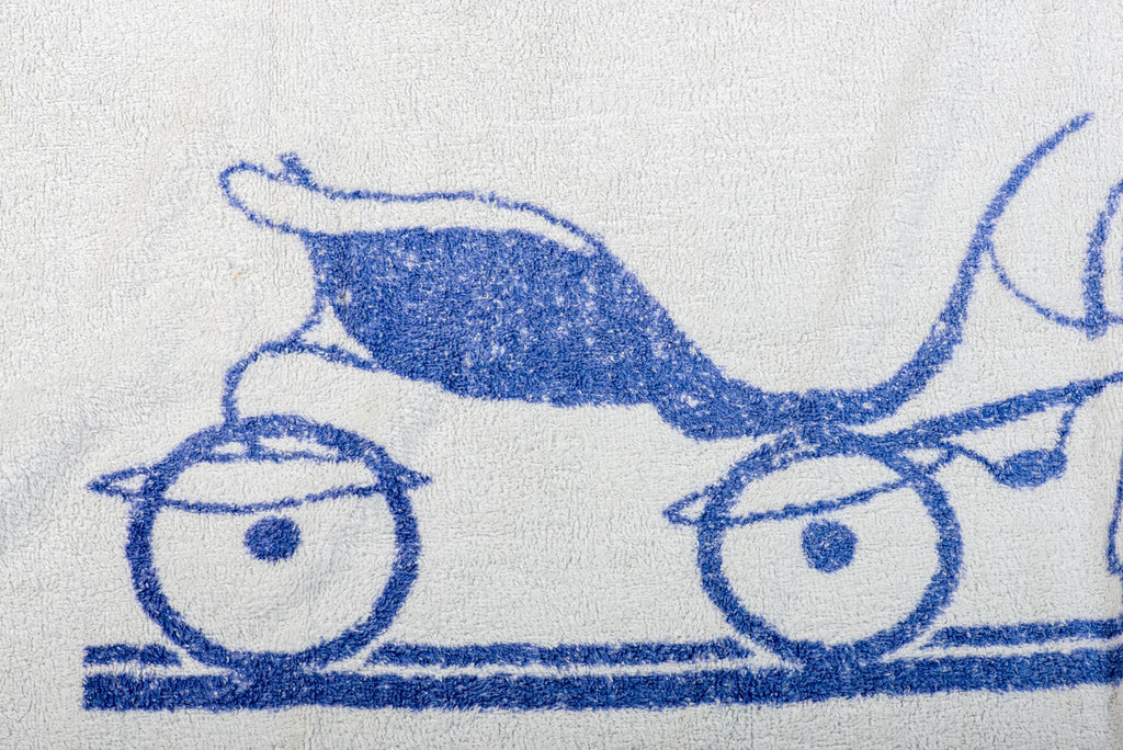 Hermes Vintage Carriage Blue Beach Towel