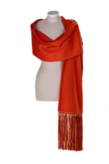 Hermès genderless oversized orange cashmere scarf H logo