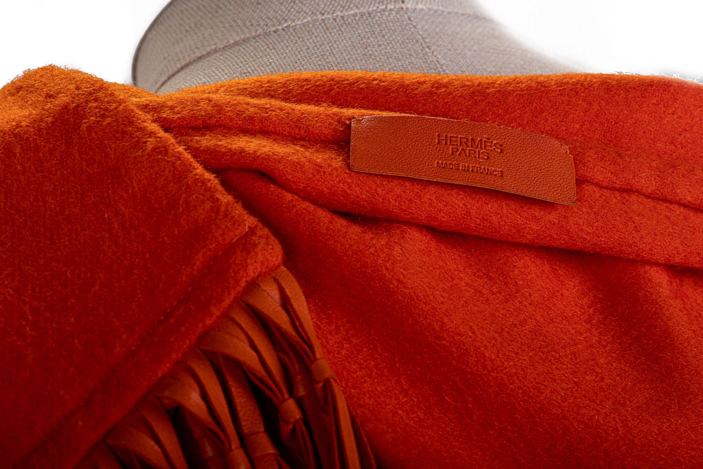 Hermès Orange Cashmere Leather Scarf