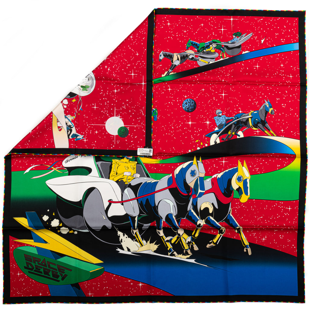 Hermes New Space Derby Silk Scarf Red