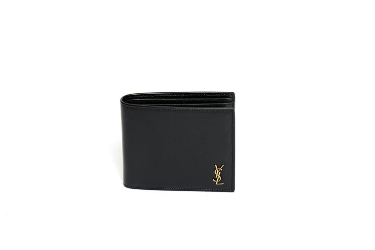 YSL NIB Black Leather Bifold Wallet