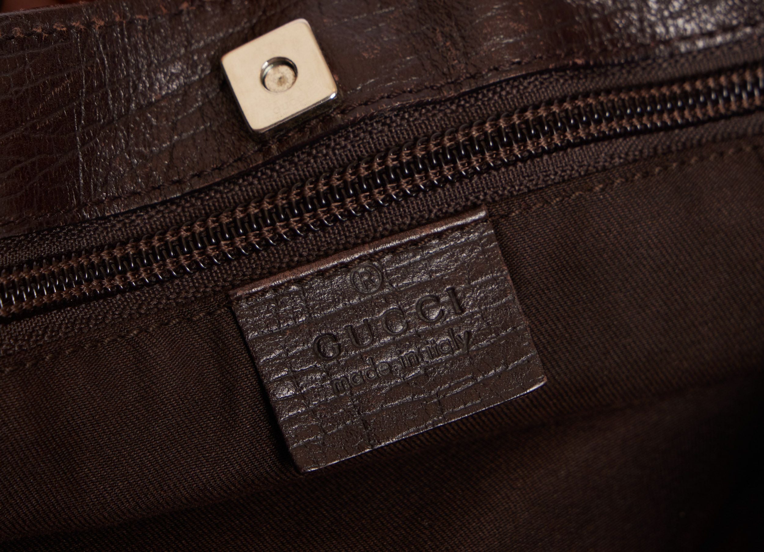 Gucci Brown Coated Canvas And Leather