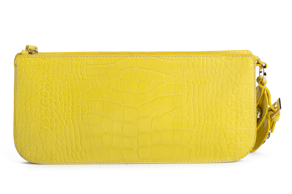 Valentino Croc print  Yellow Wrist Purse
