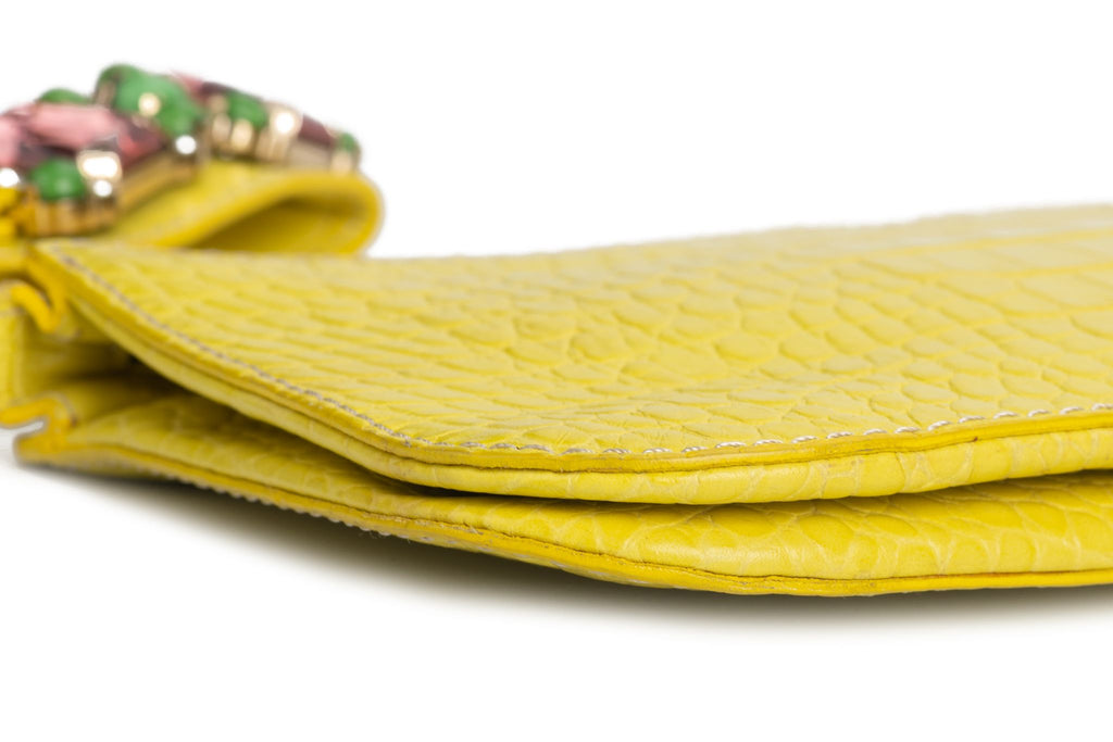 Valentino Croc print  Yellow Wrist Purse