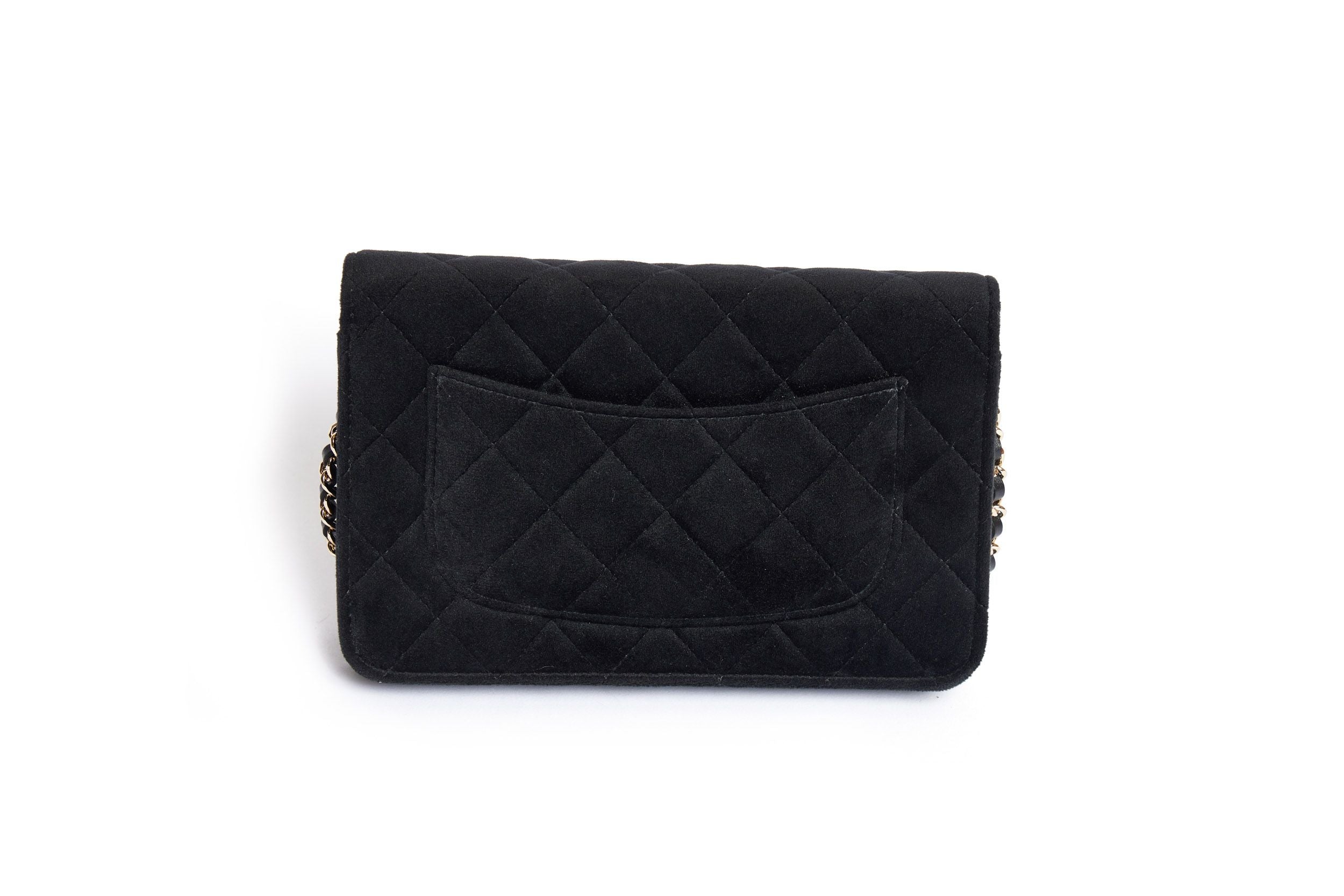 chanel patent leather wallet on chain black
