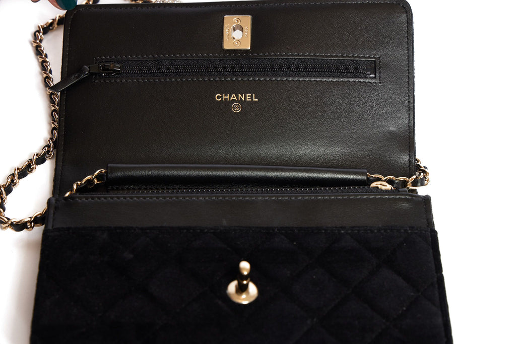 Chanel Velvet Wallet With Charm