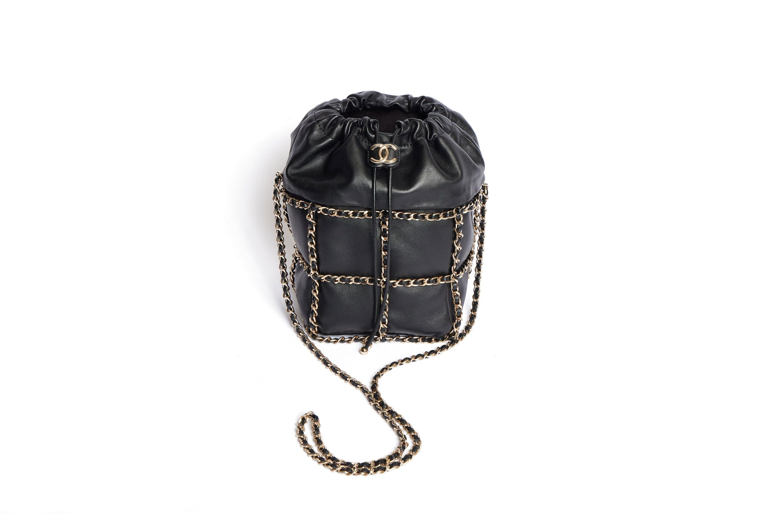 Chanel Vintage Grained Calfskin Timeless Drawstring Bucket Bag 