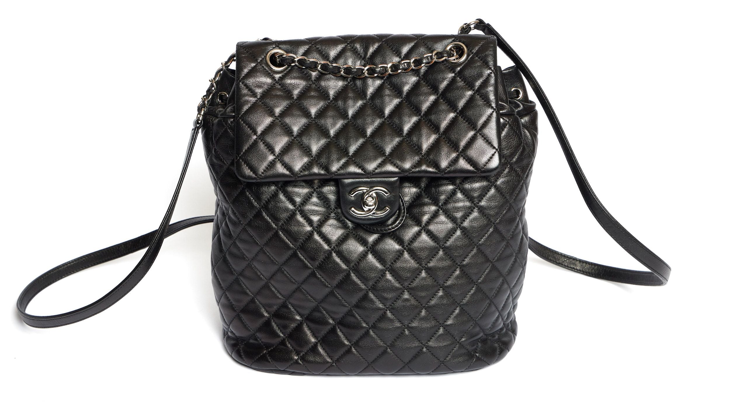 chanel black quilted leather large backpack Chanel Black Quilted Lambskin Backpack