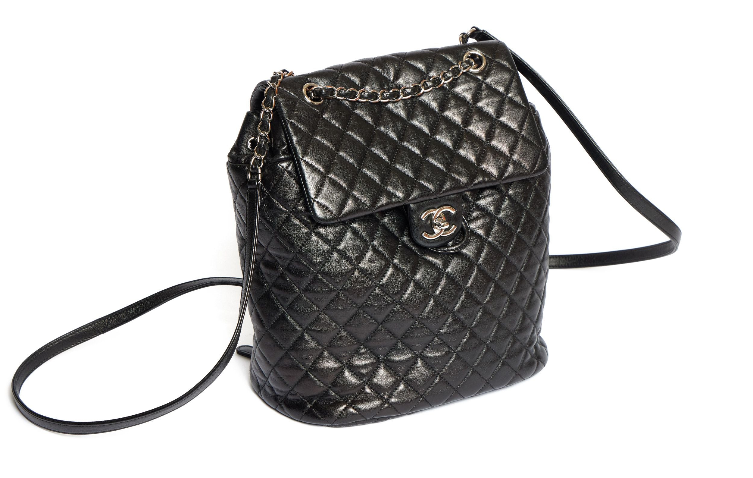 CHANEL Lambskin Quilted Backpack Black 74952