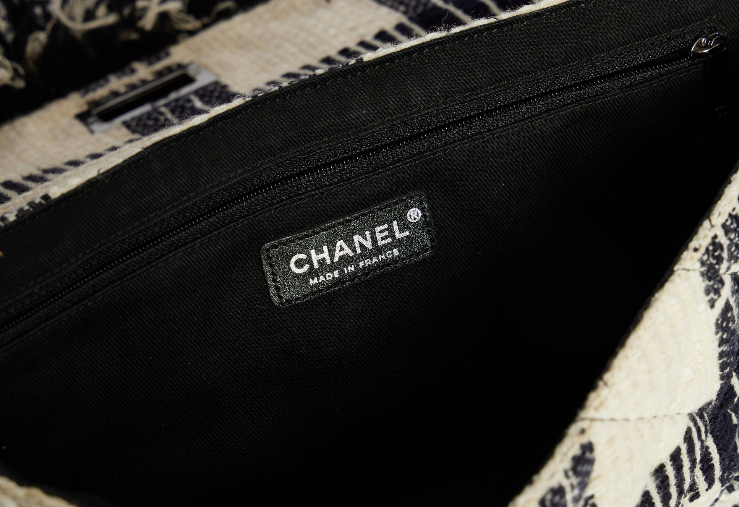 Chanel Fringe Bag Black White - Vintage Lux