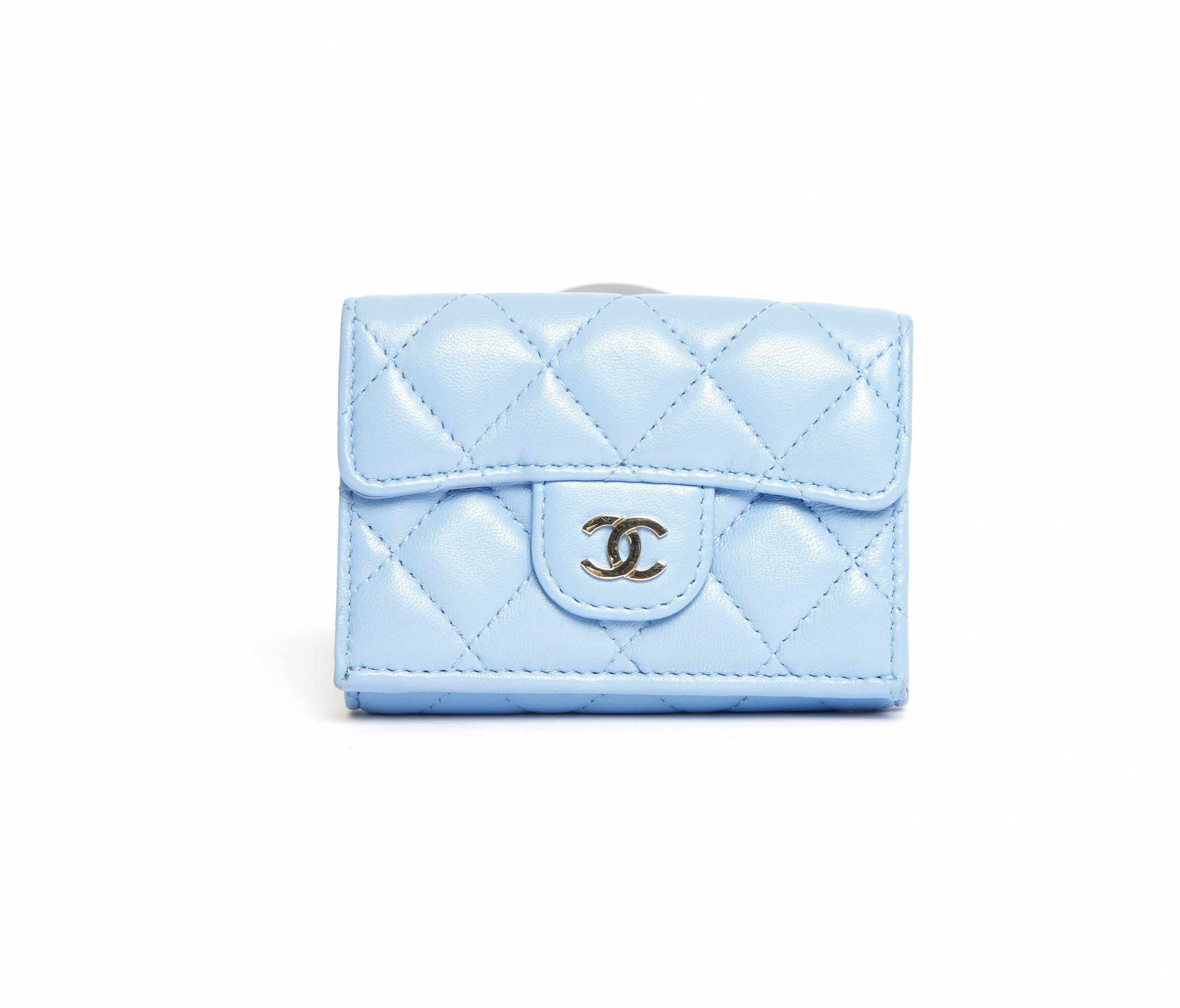 Chanel Lightblue Quilted Wallet - Vintage Lux