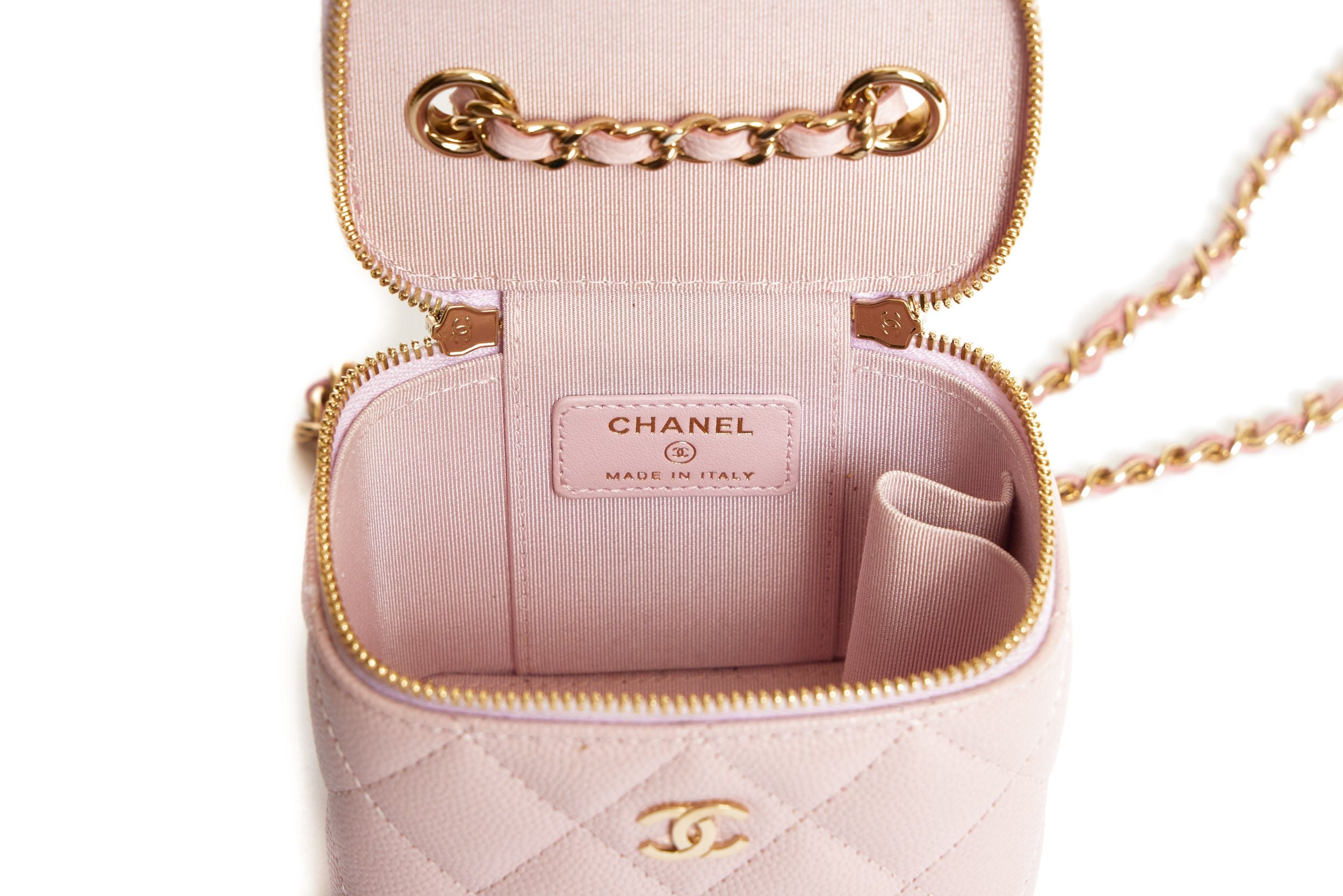 Chanel Caviar Leather CC Filigree Small Vanity Case, Chanel Handbags