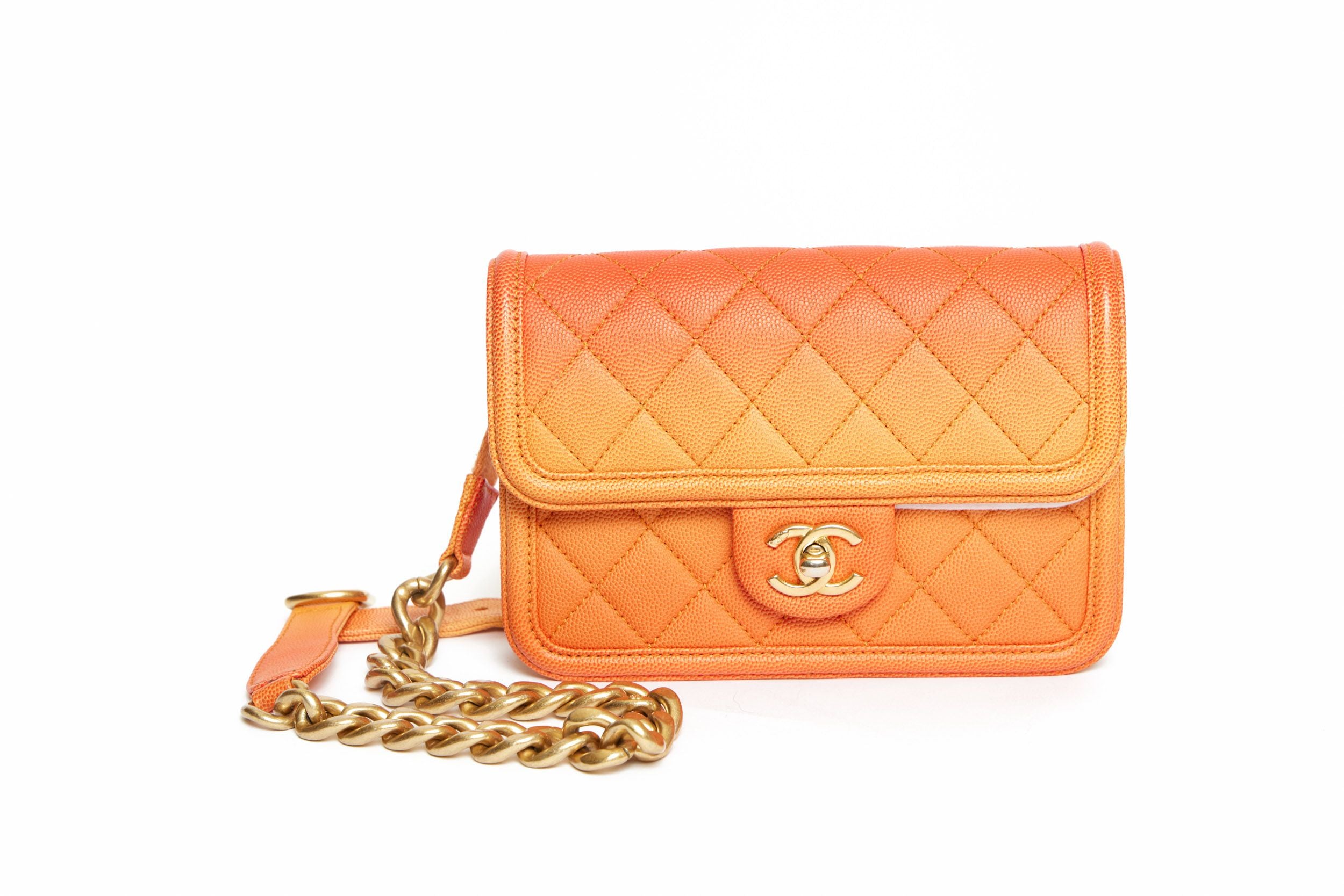 Chanel Neo Executive Small Orange Calf Leather Bag A69929 Luxury Bags   Wallets on Carousell