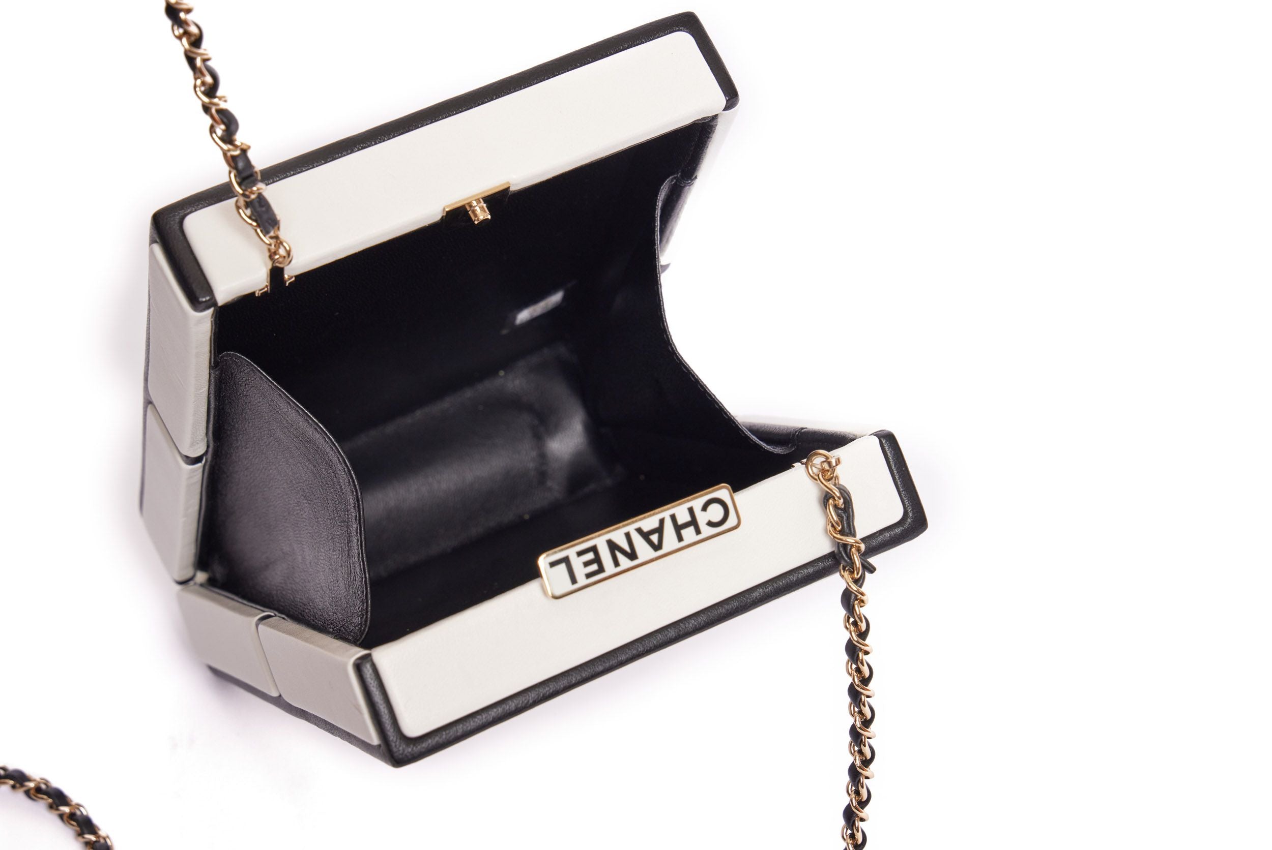Chanel Wood Top Handle Rare Vintage Black Caviar Leather Clutch For Sale at  1stDibs