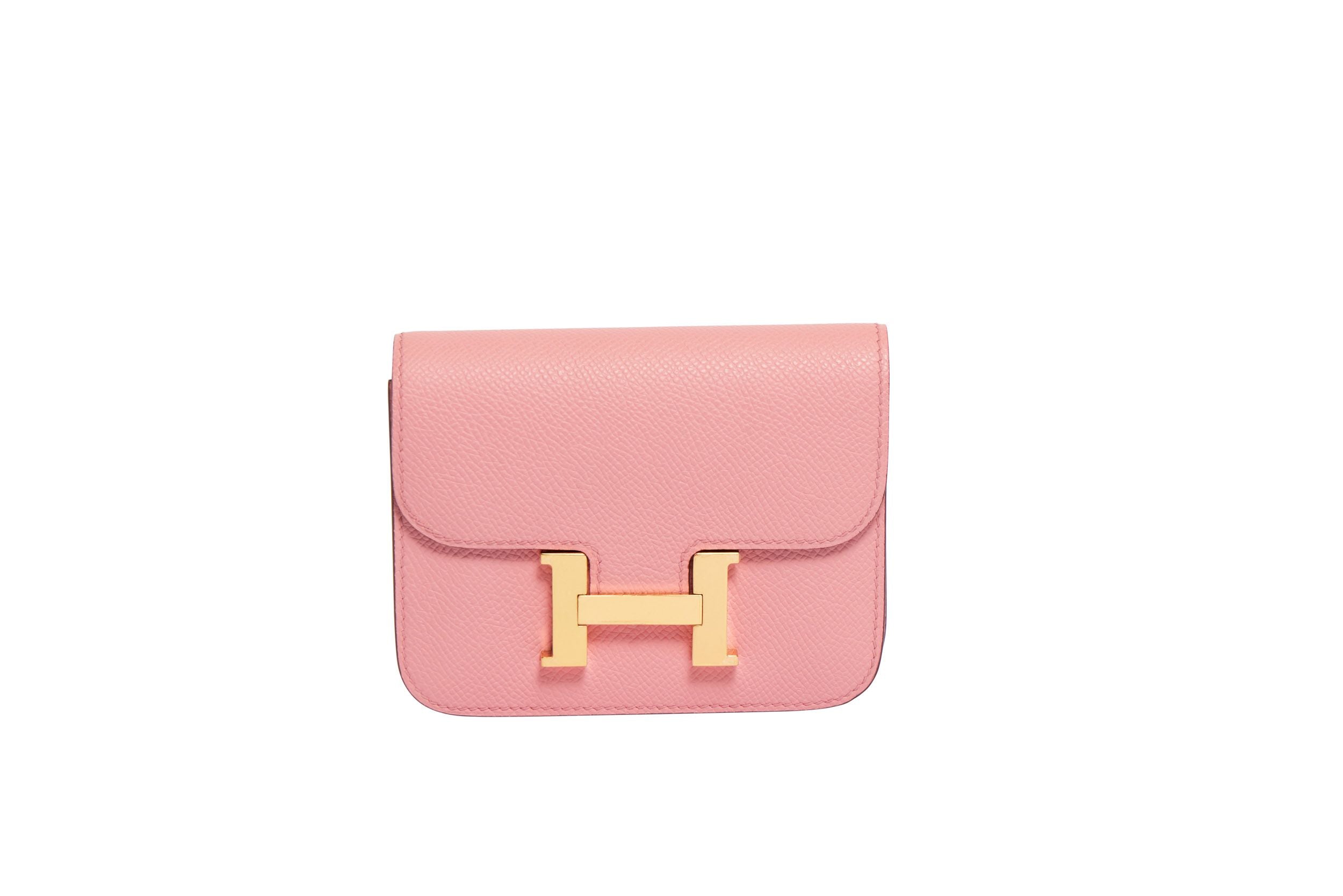 Hermes Rose Confetti Epsom Constance Compact Wallet New