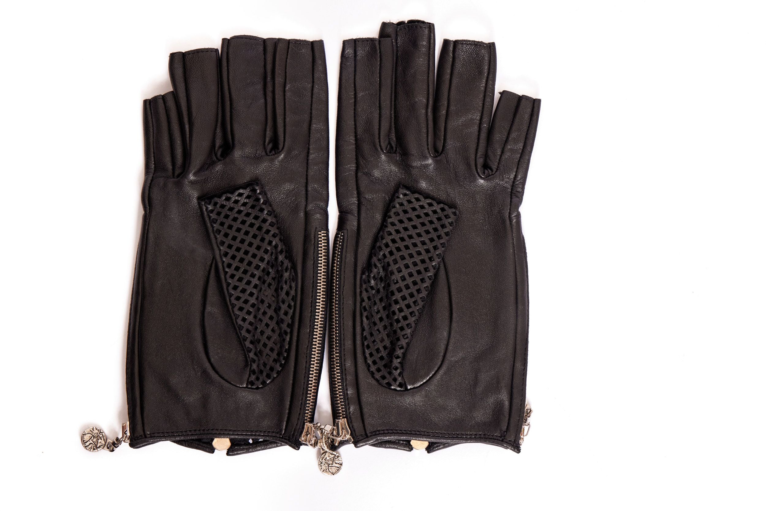 Chanel Black Lambskin Leather Fingerless Gloves. Pristine, Lot #58344