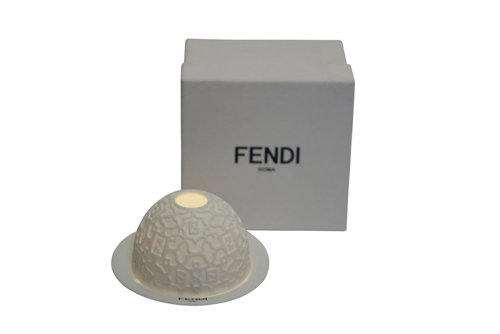 FENDI White Ceramic Candle Holder