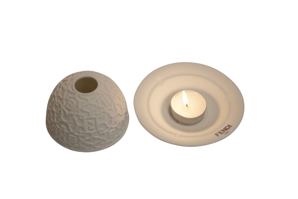 FENDI White Ceramic Candle Holder