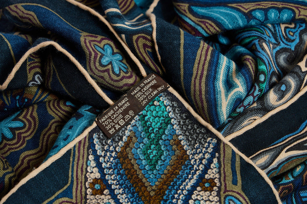Hermes Blue / Multicolor Cashmere Shawl