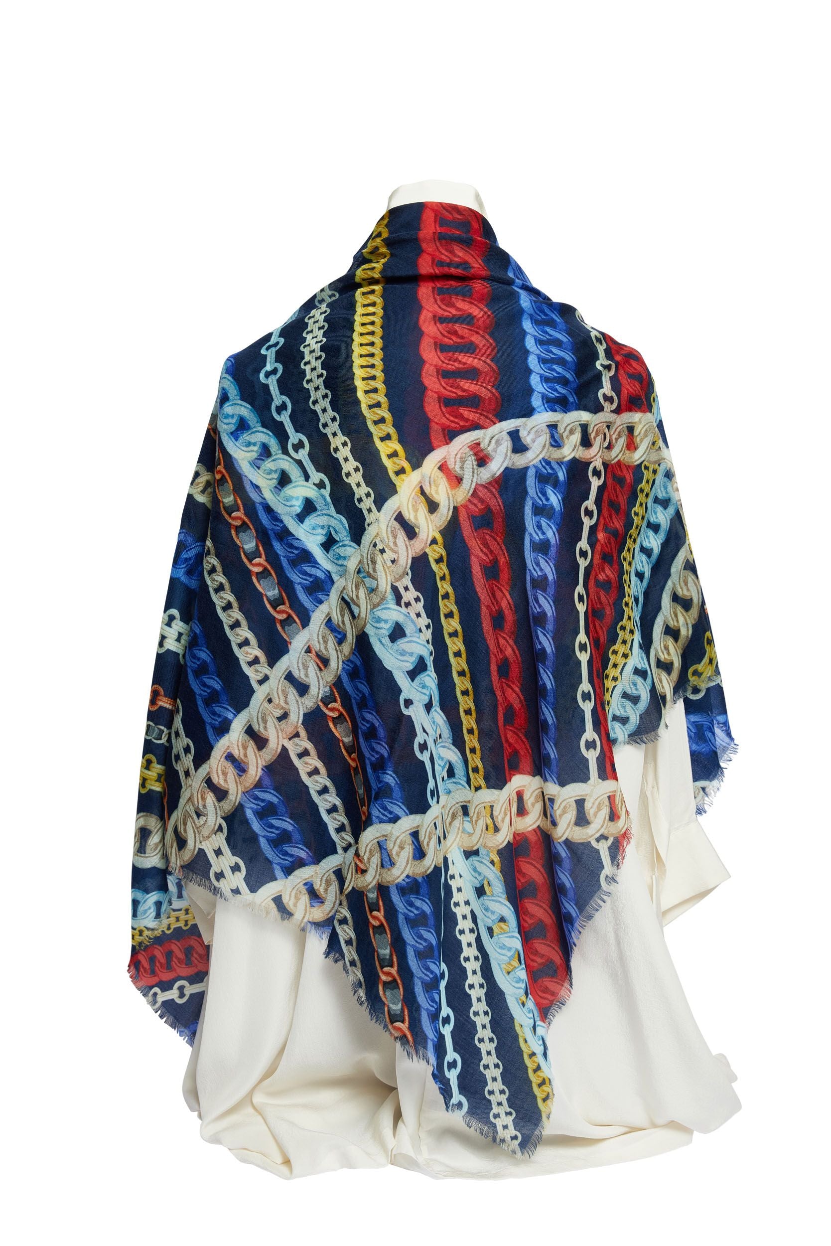 Chanel Multicolor Chains Cashmere Scarf - Vintage Lux