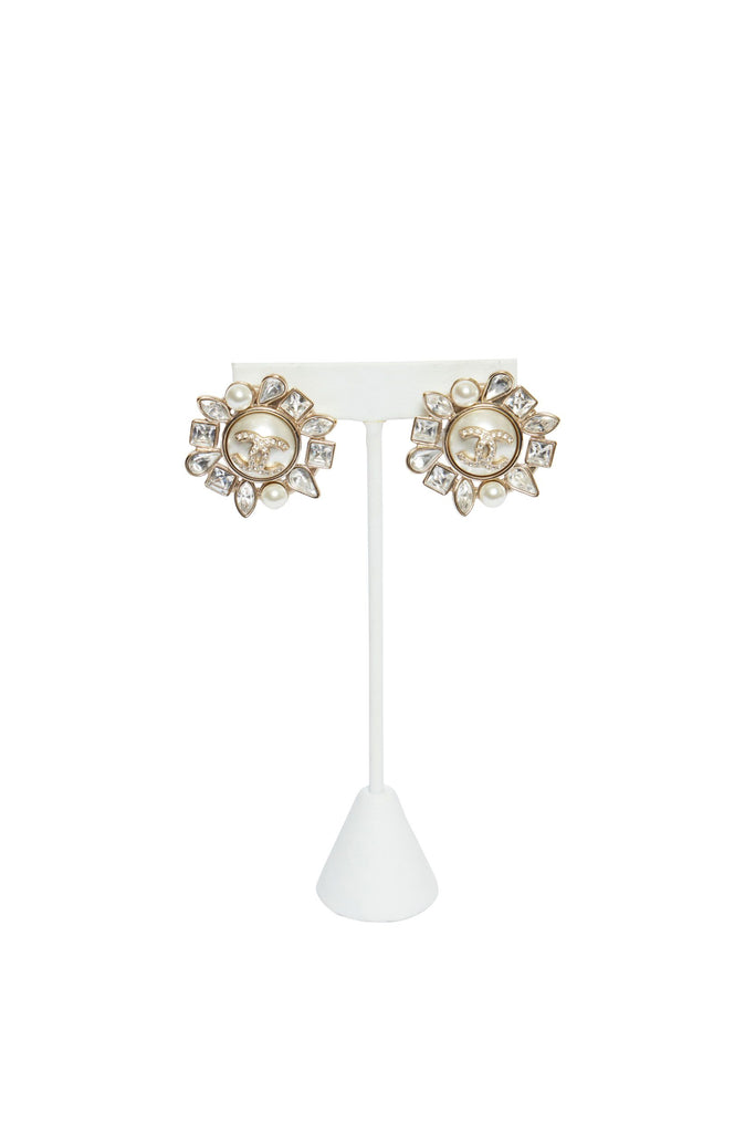 Chanel Pearls/Crystals Pierced Earrings