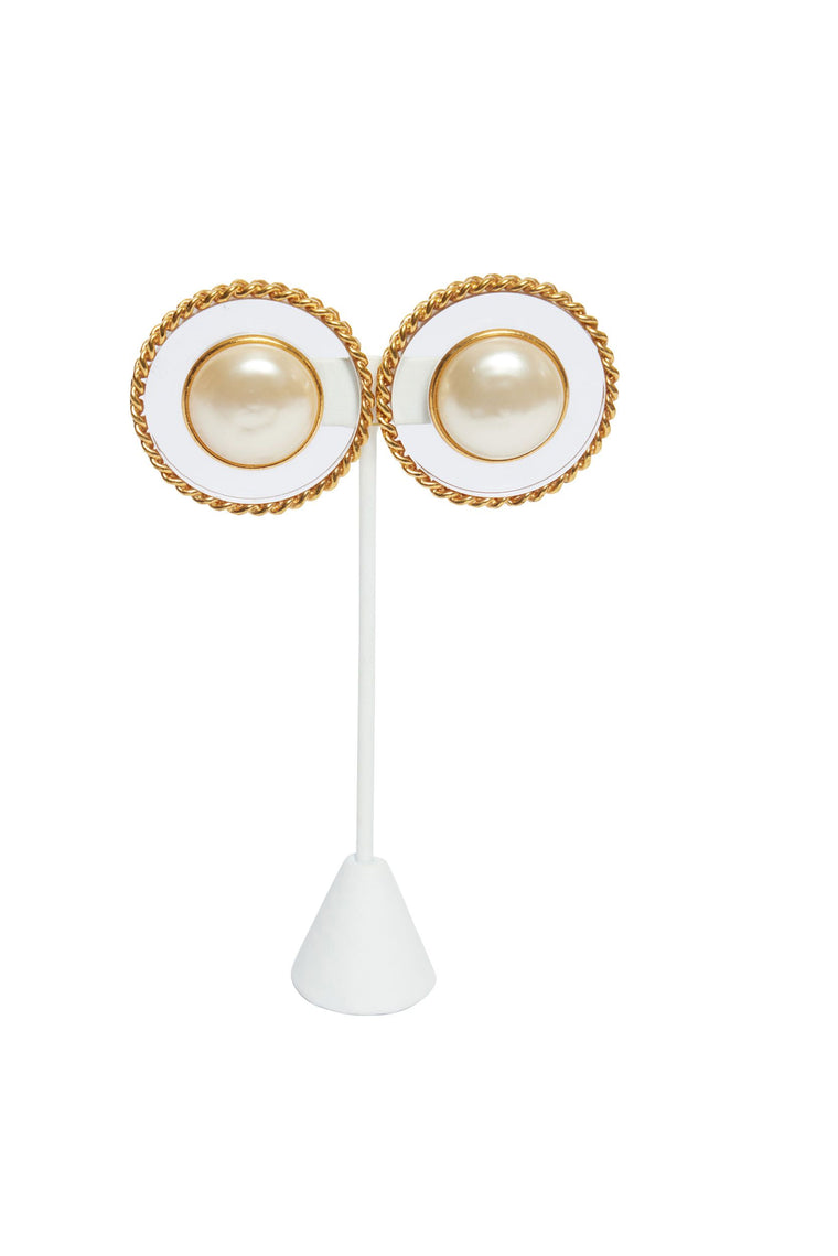 Chanel Large Pearl/Clear Lucite Earrings