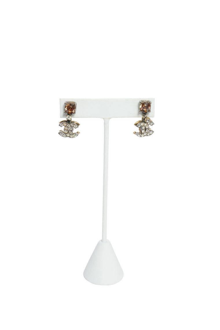 Chanel Amber Glass/CC Crystal Earrings