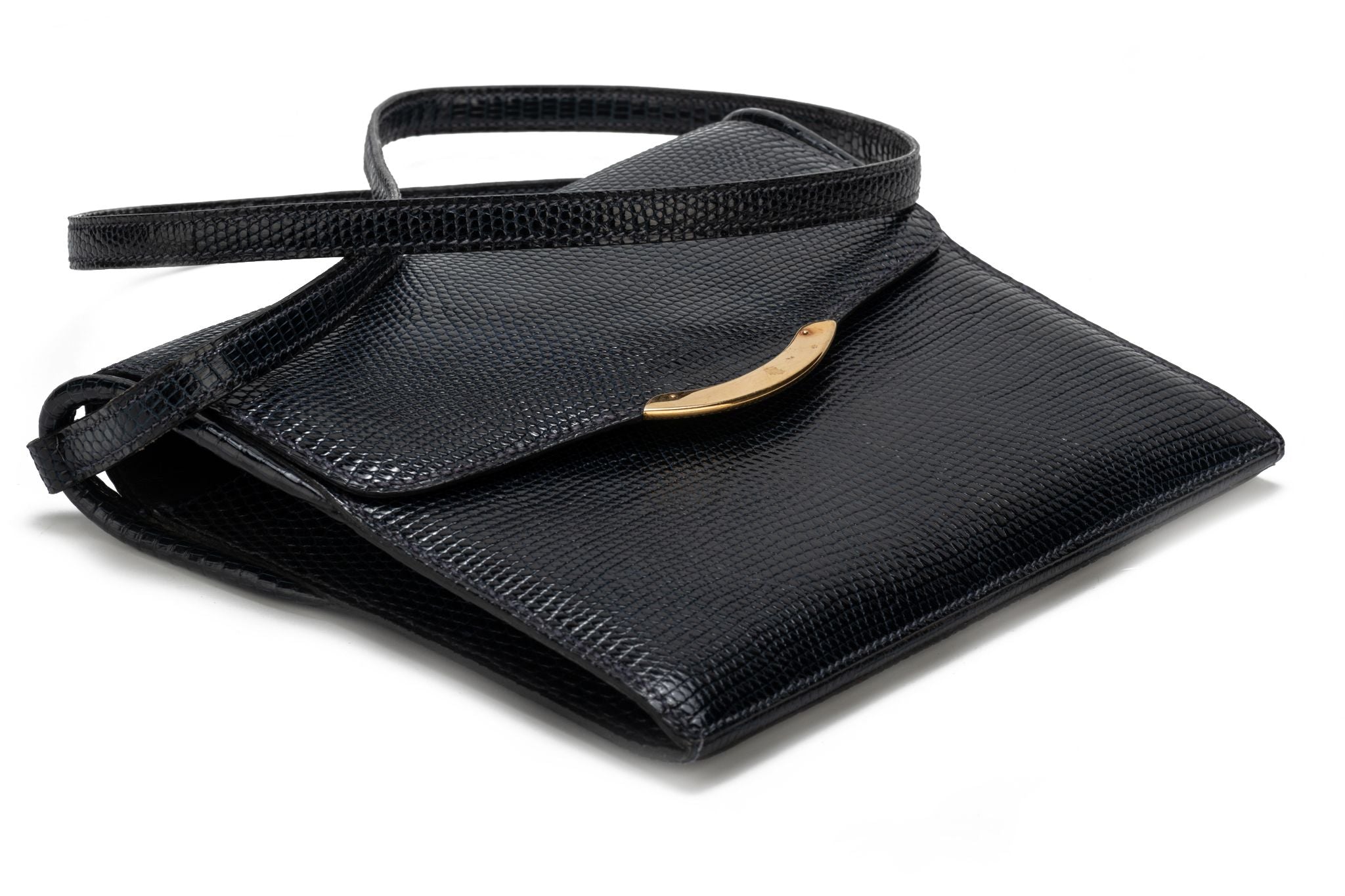 Hermes Black Lizard Vintage Shoulder Bag