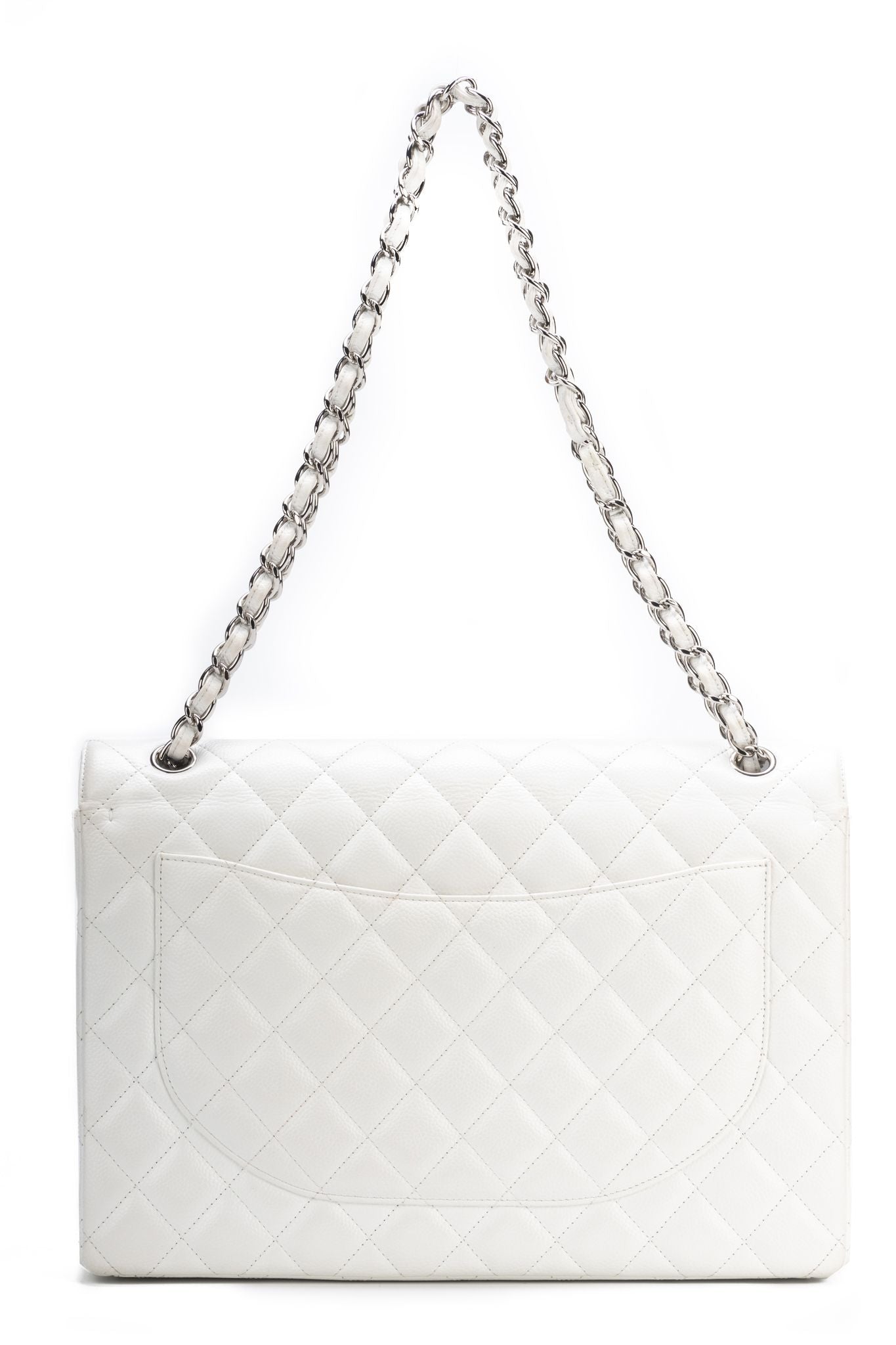Chanel Silver Quilted Lambskin Leather Jumbo Classic Double Flap Bag Chanel