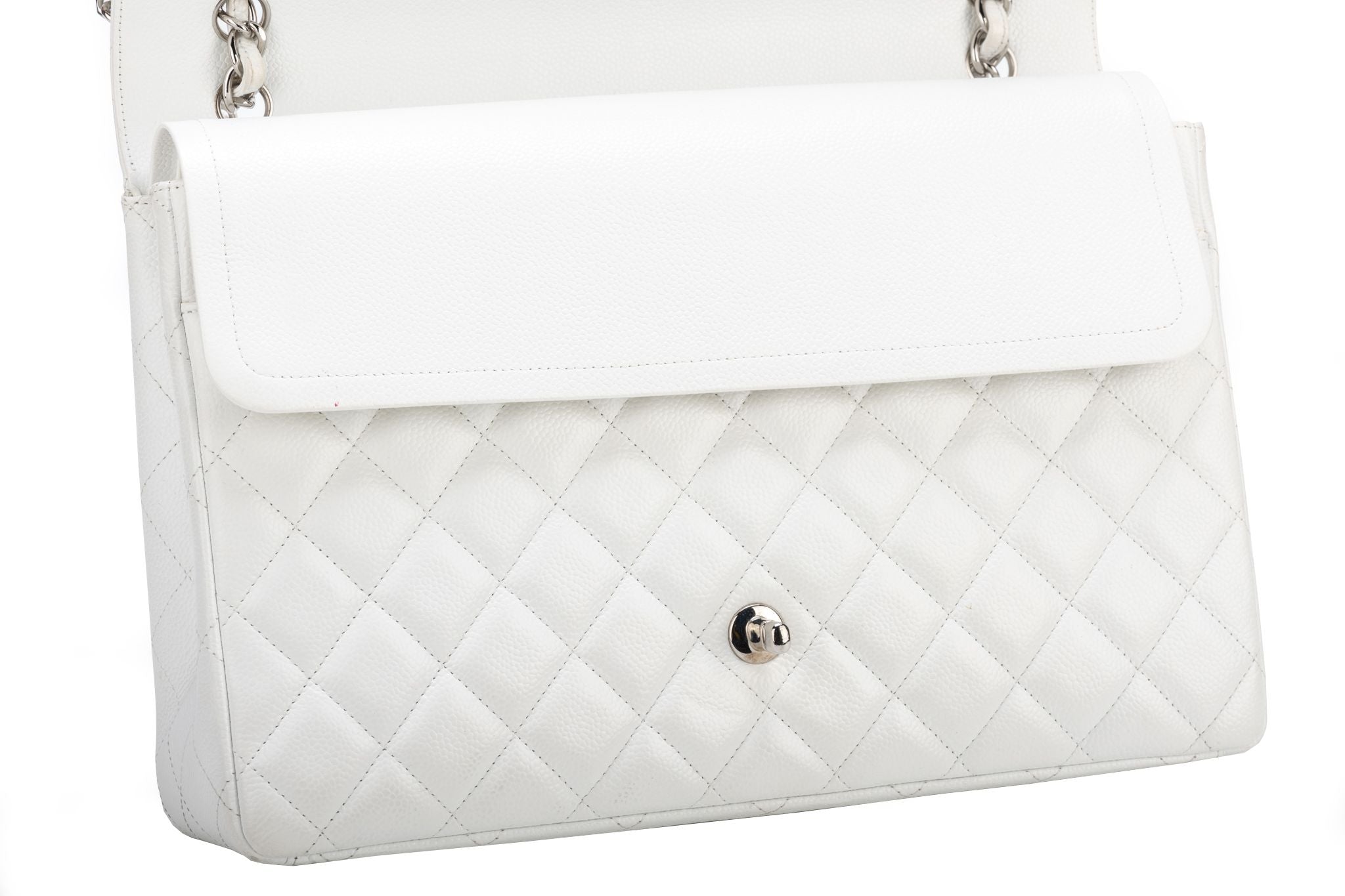 chanel white clutch handbag