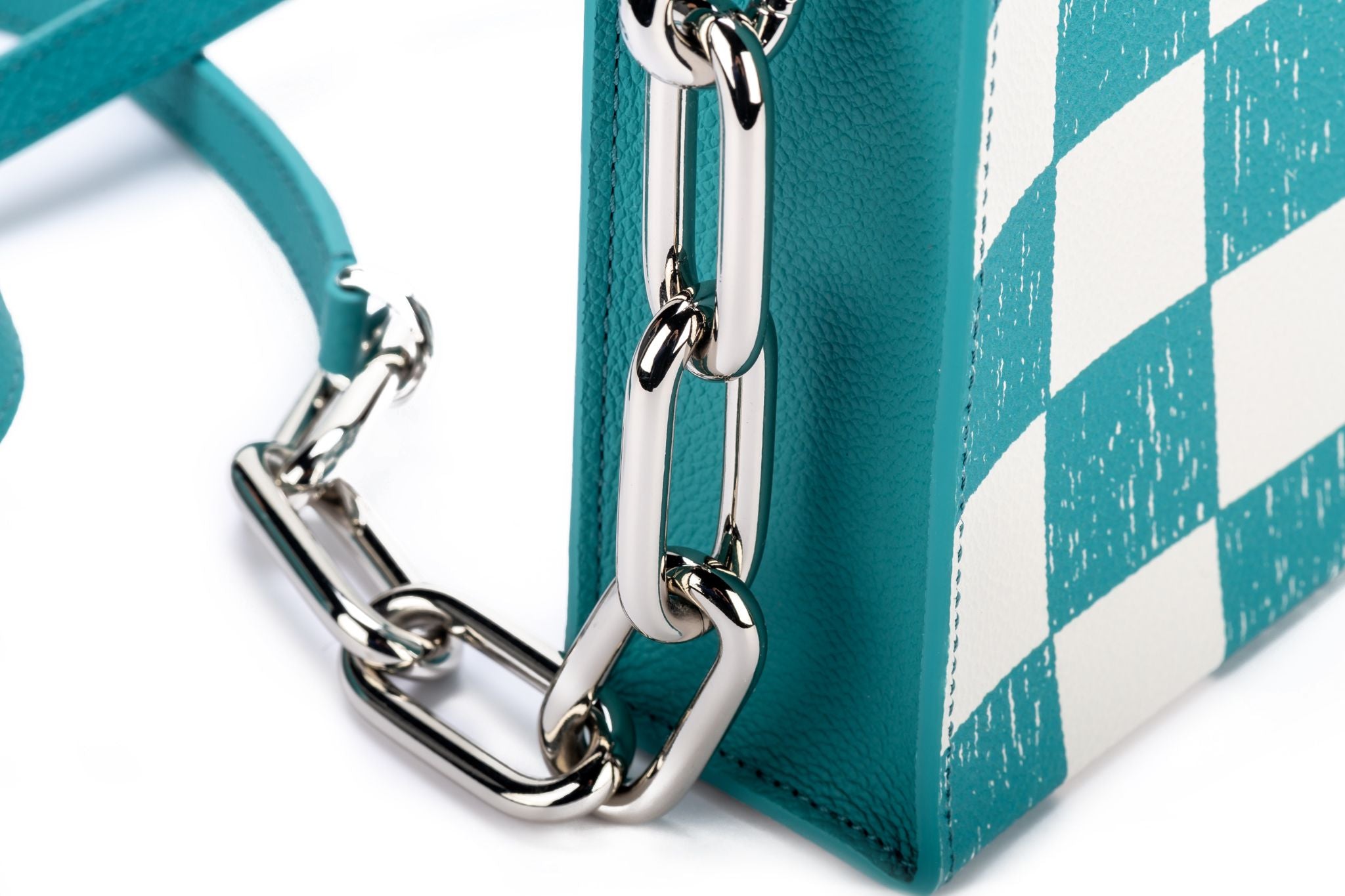 Louis Vuitton Virgil Abloh Teal And White Damier Leather Marque