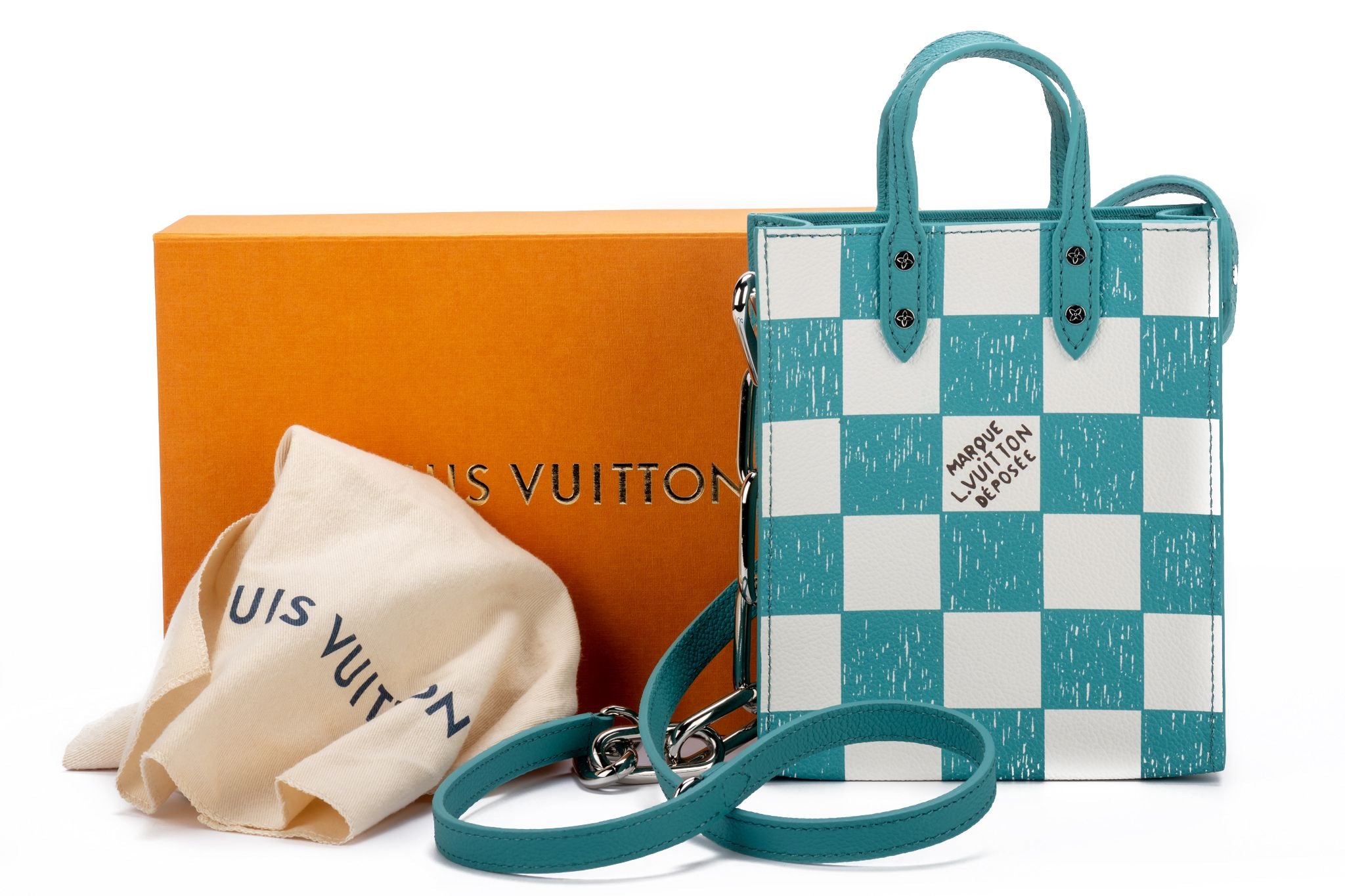Abloh x Vuitton Green/Blue Mini Sac Plat - Vintage Lux