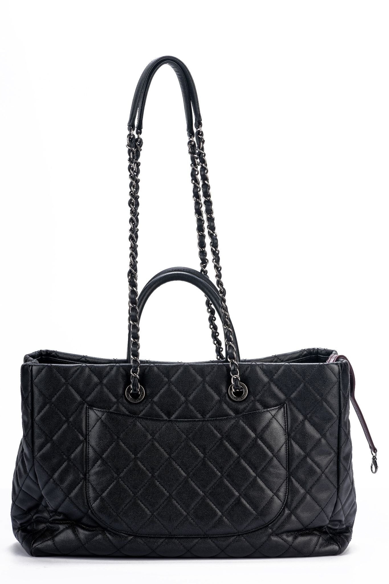 chanel black xl jumbo weekender overnighter travel tote bag Chanel Large Black Caviar 2 Way Tote