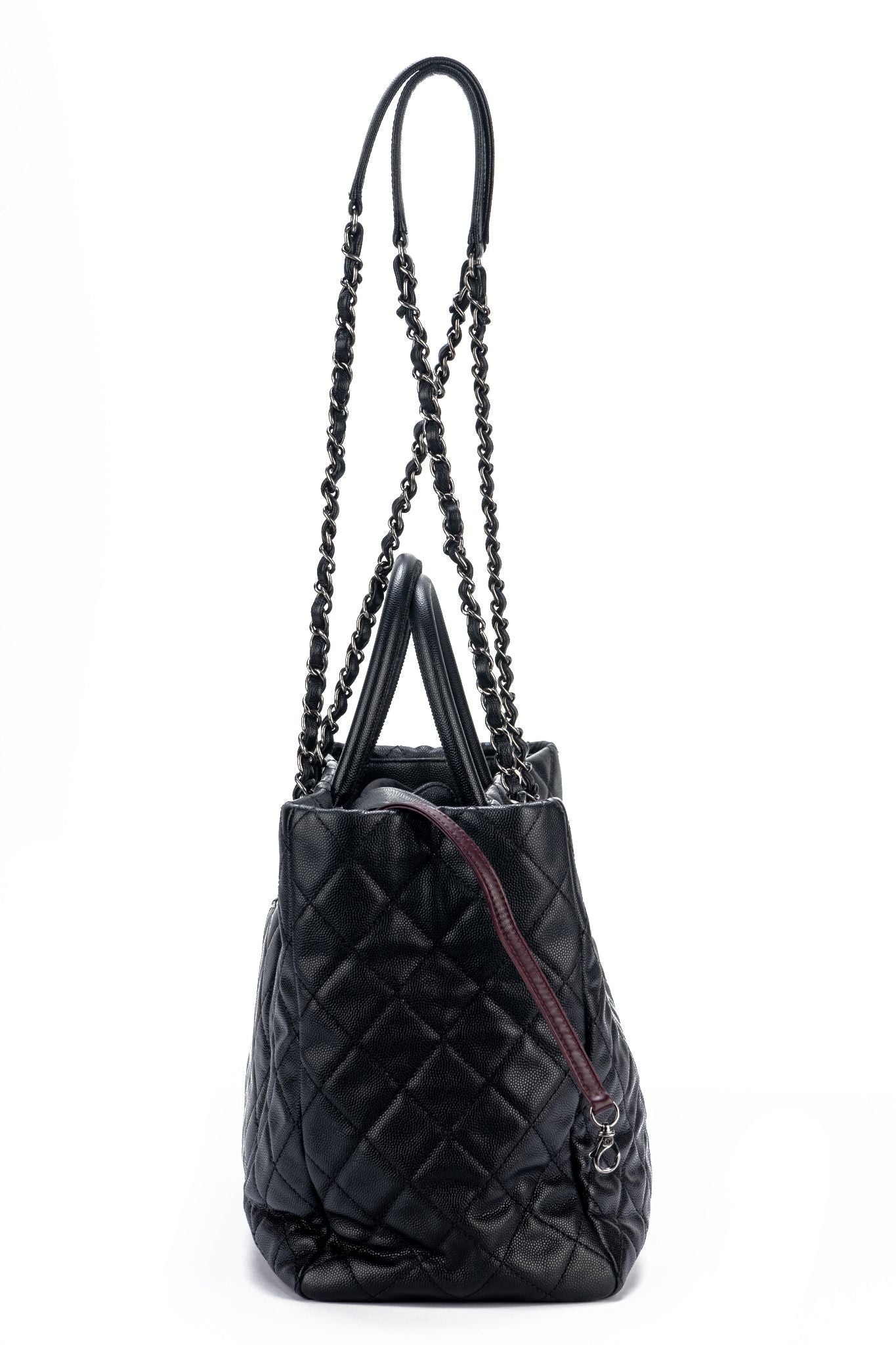 Chanel Black Lambskin Chain Me Tote Bag Chanel