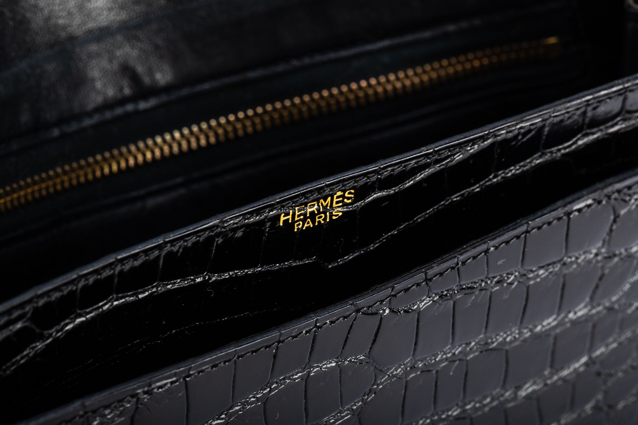 HERMES H Logo Crocodile Black Clutch Shoulder Lydie Bag - Chelsea Vintage  Couture