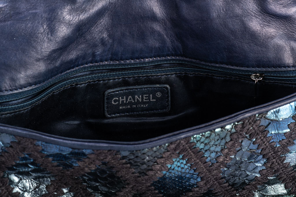 Chanel Maxi Navy Black Python Bag