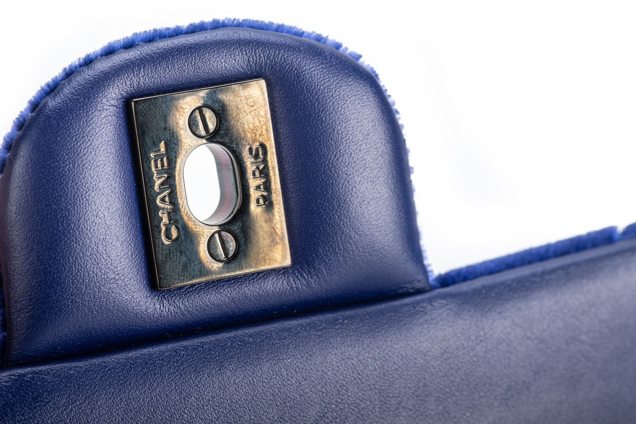 Chanel Mint Blue Velvet Double Flap Bag - Vintage Lux