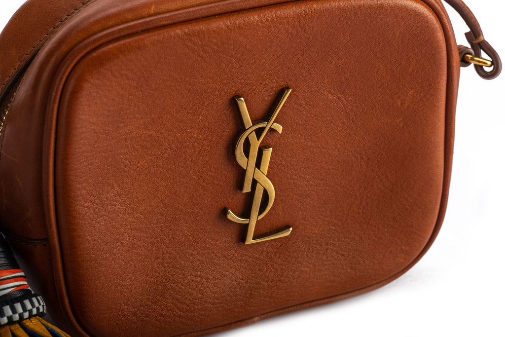 YSL Brown Barenia Tassel Crossbody Bag
