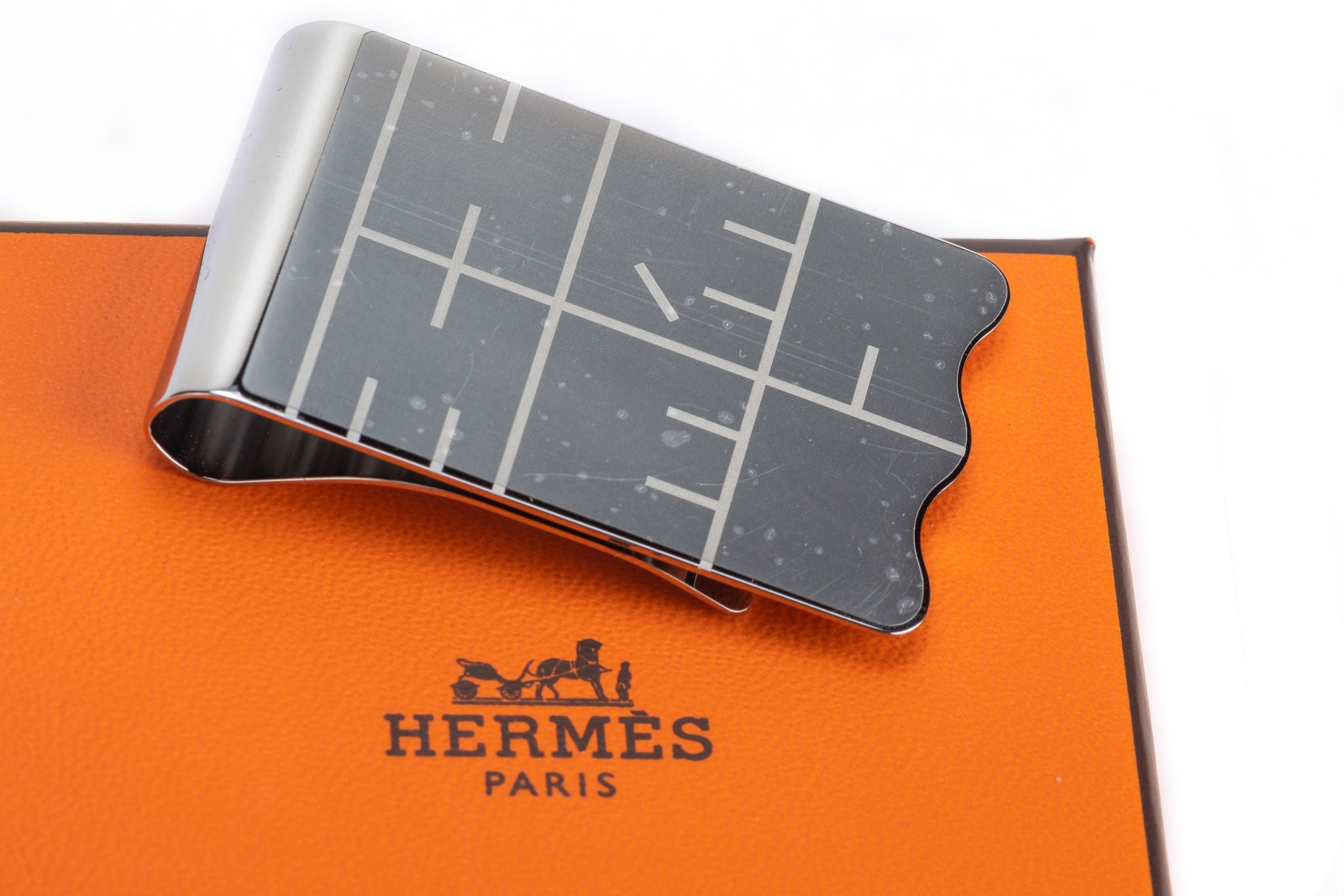 Hermes BNIB Palladium Money Clip - Vintage Lux