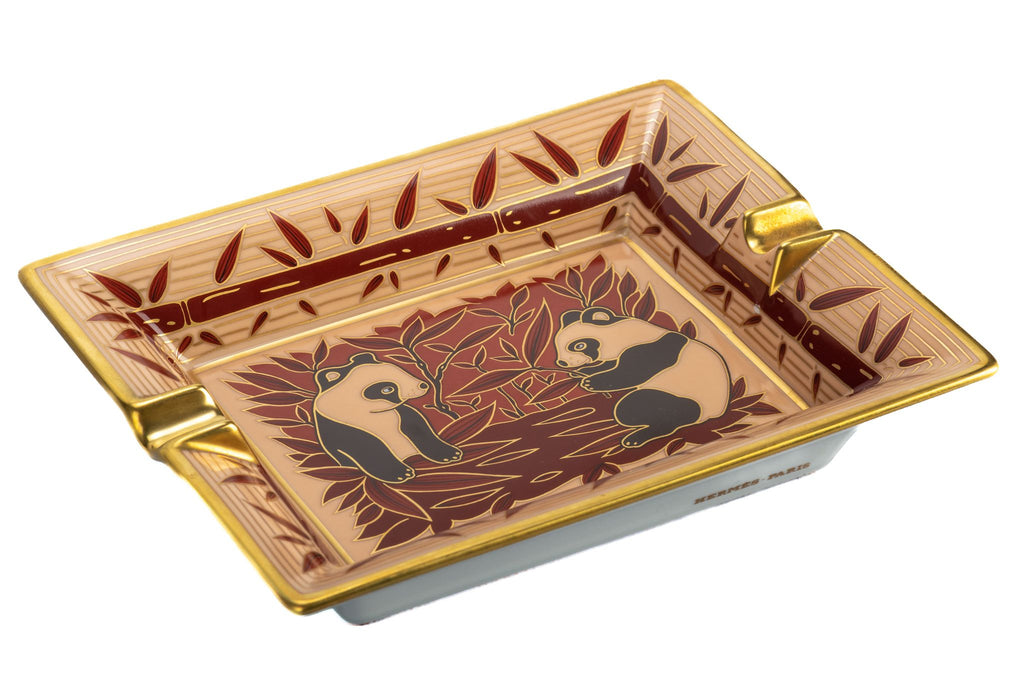 Hermes Red/Gold Panda Porcelain Ashtray